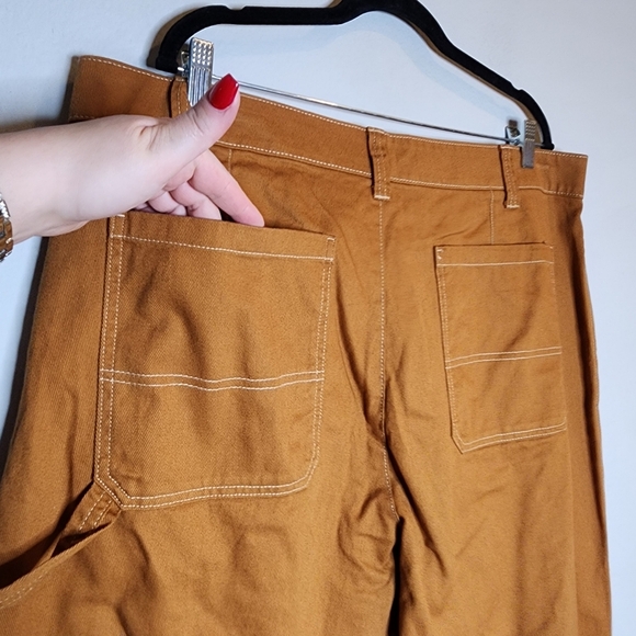 NWT Old Navy Utility Mustard Brown Orange Straight Twill Jeans Size 18 Petite - Picture 12 of 16